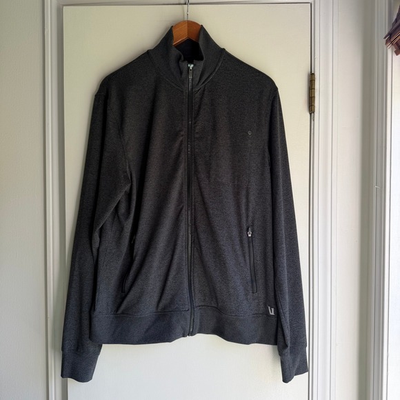 Vuori Other - Vuori Mens Full Zip Performance Jacket Charcoal Heather Grey Mock Neck Athletic